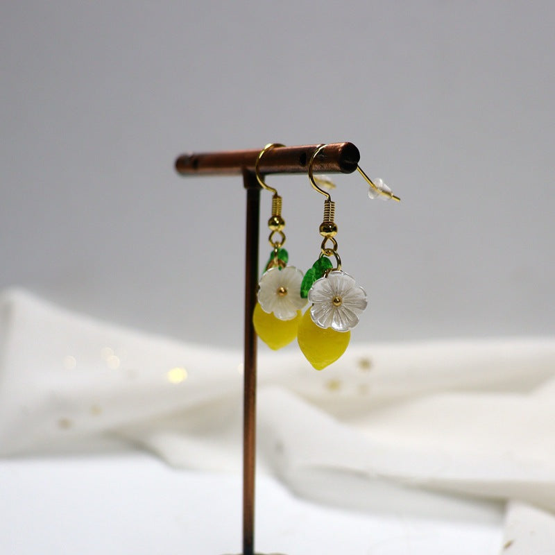 Chinese Advanced Color Creative Plant Pendant Earrings