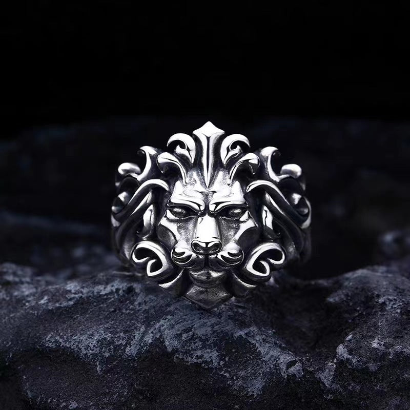 Majestic Lion Silver Jewelry Mens Silver-Plated Ring