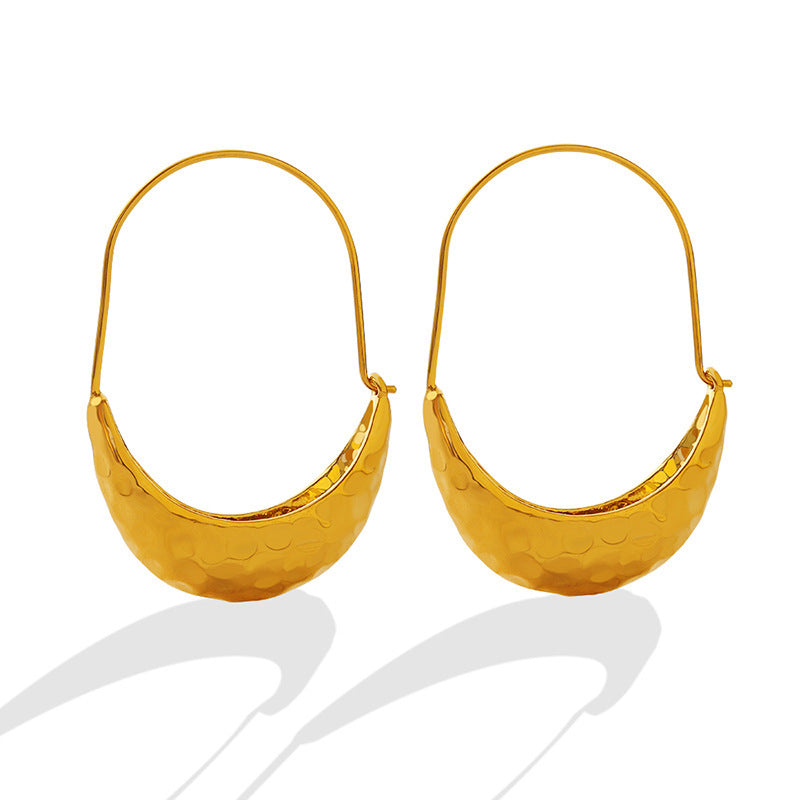 Versatile Instagram-style Boat-shaped Embossed Earrings