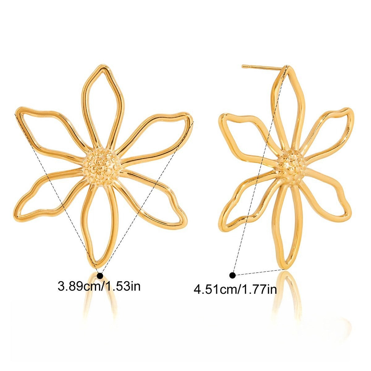 18K gold wire flower stud earrings