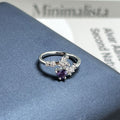 Women Nine Purple Fire Theme Purple Crystal Open Adjustable Ring, Elegant Premium Light Luxury Style Sweet Cool Contrast Design, Unique Niche Fashion Finger Ring For Party Daily Wear