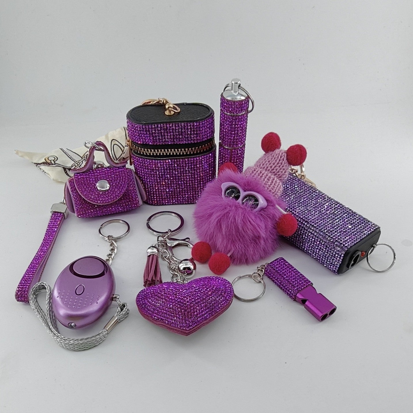 8-piece Heart-shaped Keychain Charm Set In Red Packaging