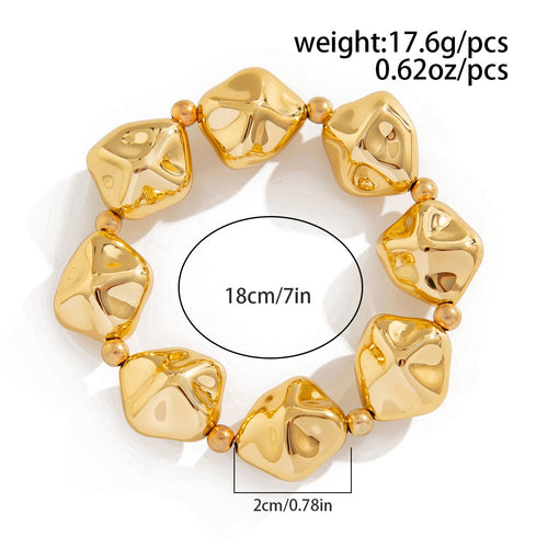 18k gold irregular personalized geometric round bead bracelet