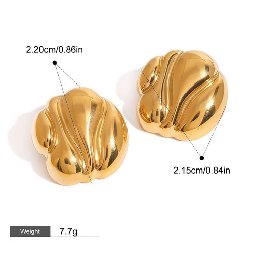 18k gold geometric shape with gold and silver color matching design fashionable and personalized earrings