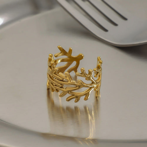 18k gold titanium steel ring
