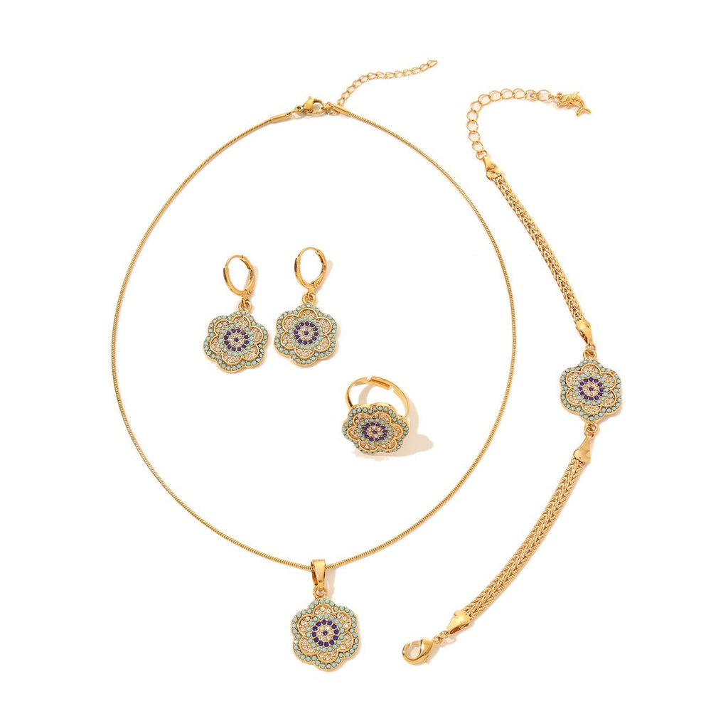 Turkish Evil Eye Flower Jewelry Set