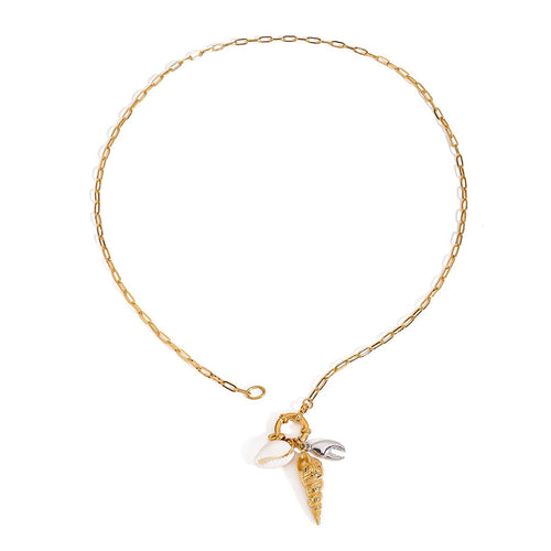 18K Gold Conch Shaped Fashion Necklace