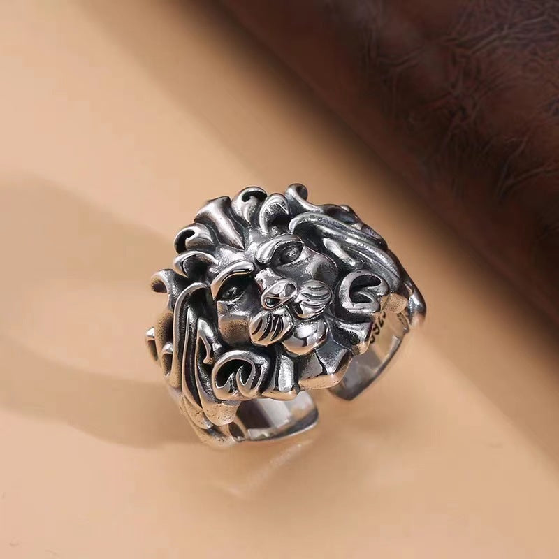 Majestic Lion Silver Jewelry Mens Silver-Plated Ring