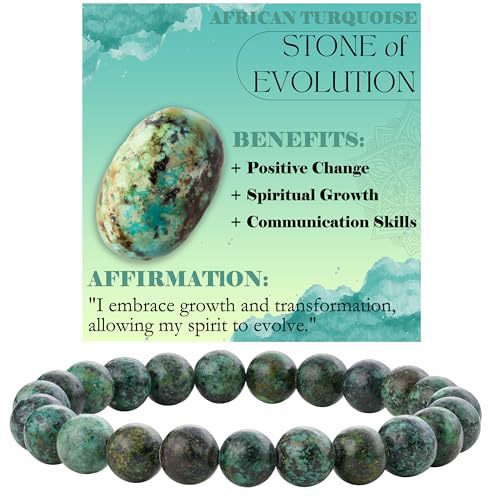 8mm Natural Stone Bead Bracelet White Turquoise