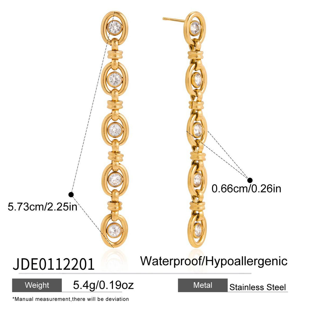 Zircon Chain Tassel Earrings and Bracelet Set
