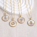 Gold Shell Initial Pendant Charm Collection