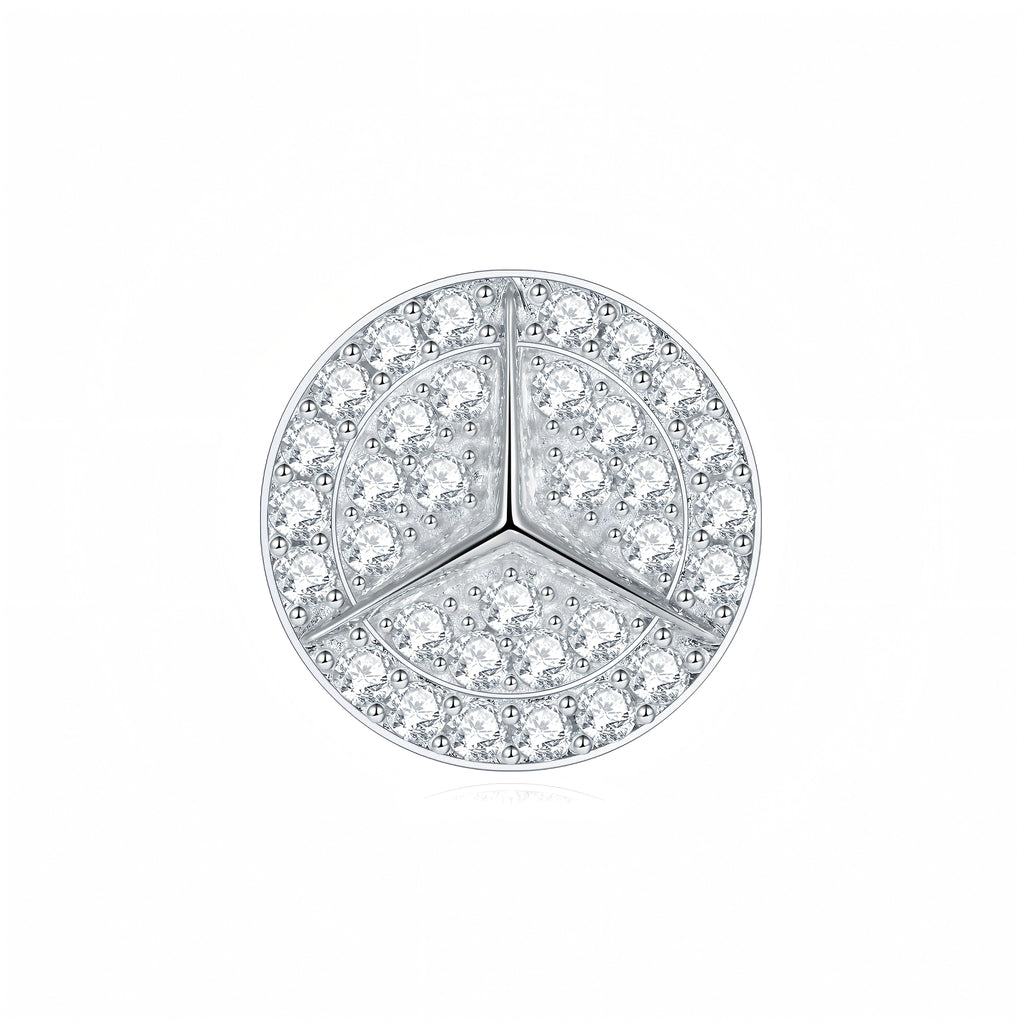 S925 Sterling Silver Moissanite Stud Earrings  Round Pave Three Pointed Star Geometric Design With GRA Certificate Platinum Plated Gift Box Set For Women Or Men