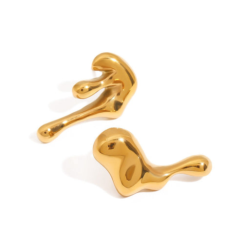 18K gold irregular shape design simple personality earrings