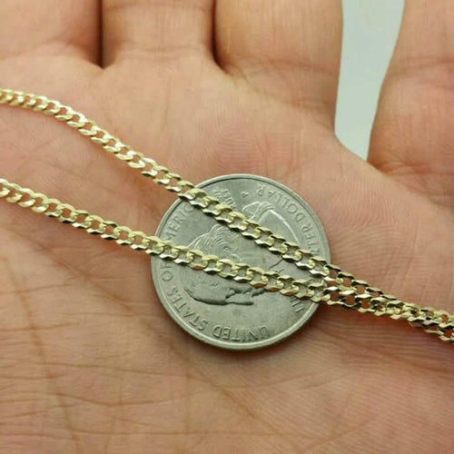 14K Solid Yellow Gold Cuban Link Chain Necklace