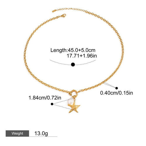 18K gold starfish with pearl design exquisite and noble necklace