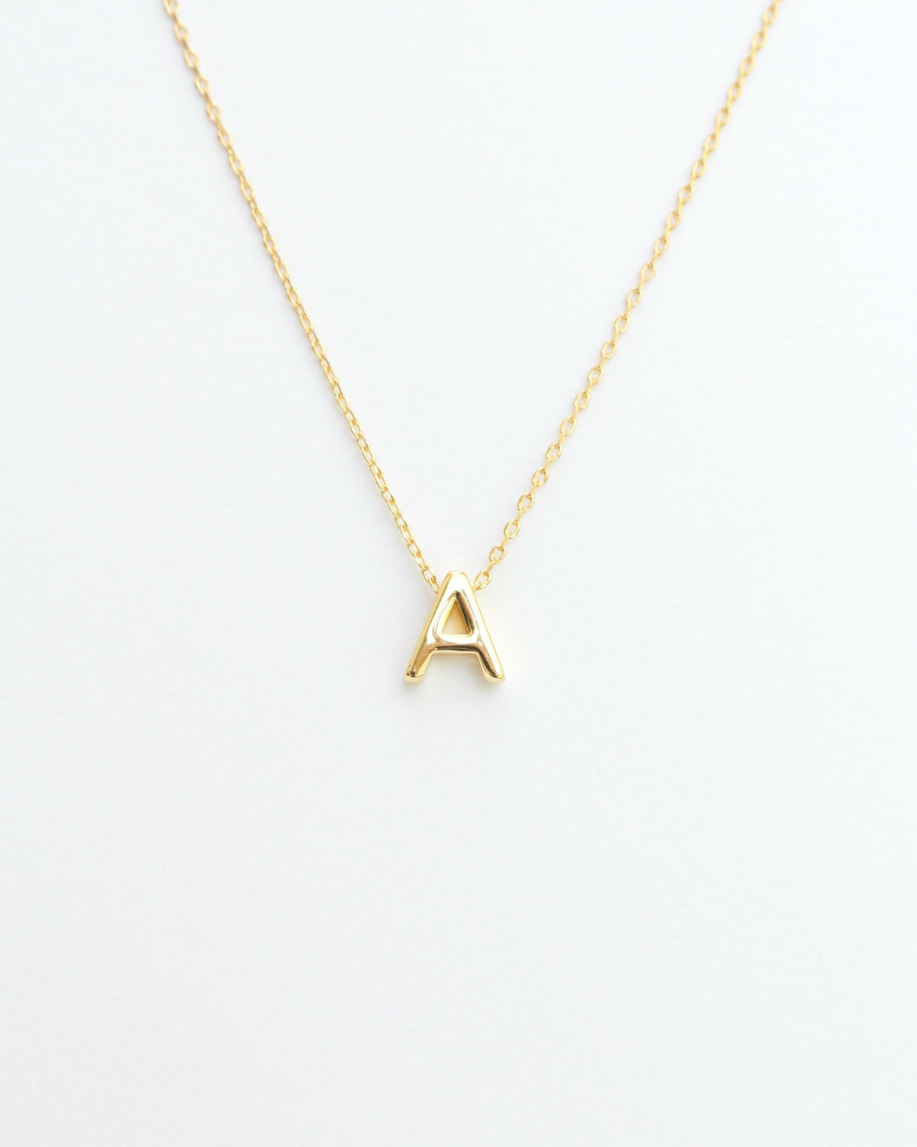 Gold Block Letter Initial Necklace