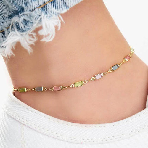 18K Gold Anklet Made with Swarovski Elements