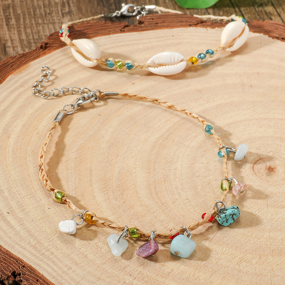 Bohemian Multicolor Pebble Anklet For Women