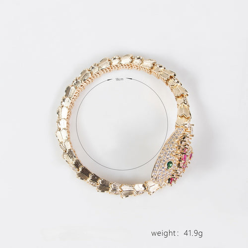 18K Gold Snake and Marcasite Bracelet