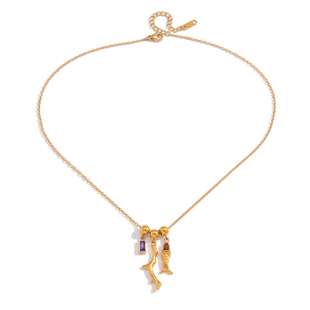 Zircon Fish Pendant Necklace