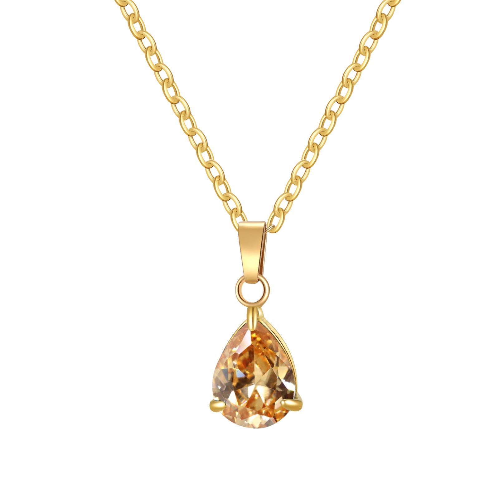 3A Water Drop Zircon Small Pendant Solitaire Pear-Shaped Zircon Womens Clavicle Chain