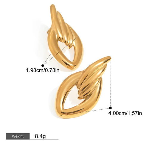 18K gold geometric diamond hollow design simple personality earrings