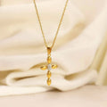 Stainless Steel Inlaid Rhinestone Cross Pendant Necklace