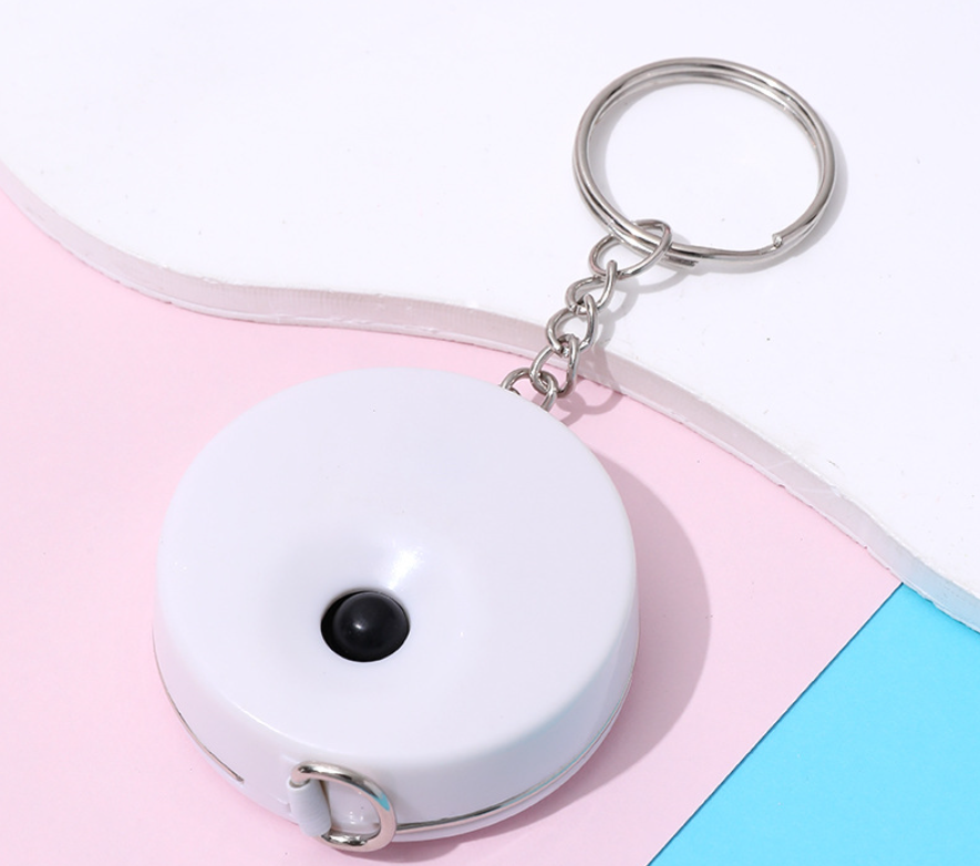 Automatic retractable measuring ruler-round-with keychain-Nordic pink-ABS-1.5m-1 piece