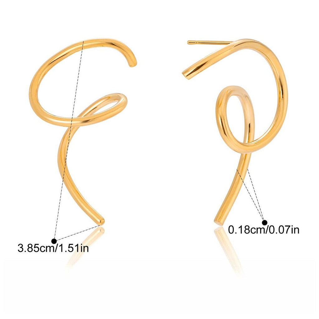 18K gold irregular titanium steel line stud earrings