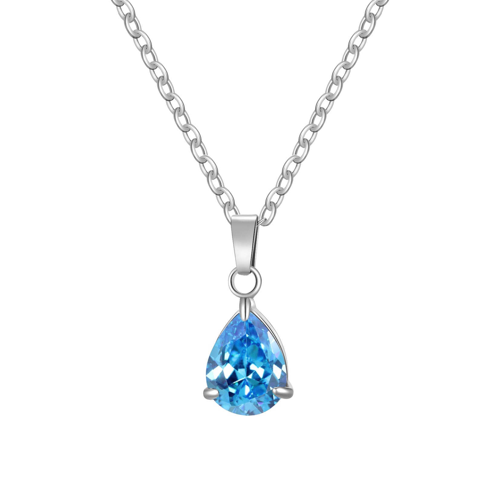 3A Water Drop Zircon Small Pendant Solitaire Pear-Shaped Zircon Womens Clavicle Chain