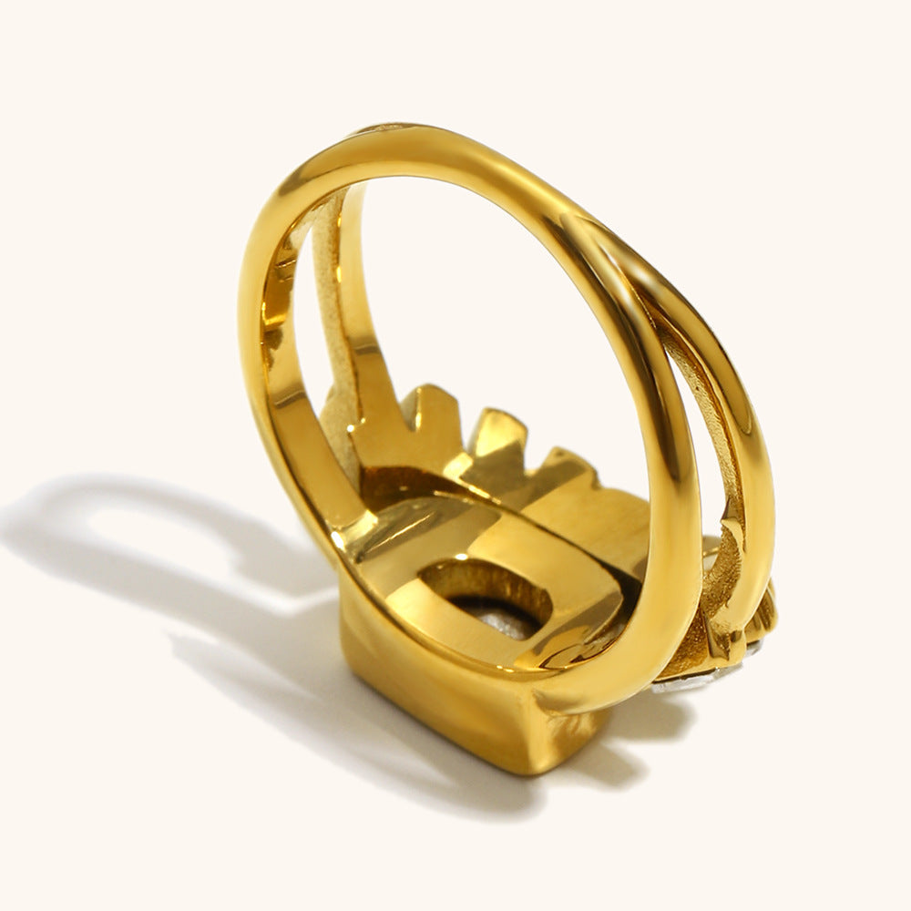 Retro Stainless Steel Sun Double-Ring For Women