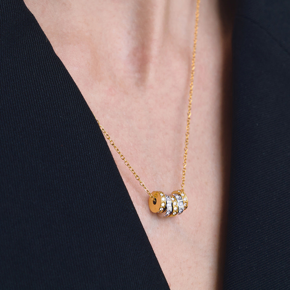 Stainless Steel Zircon Spinner Necklace Collection