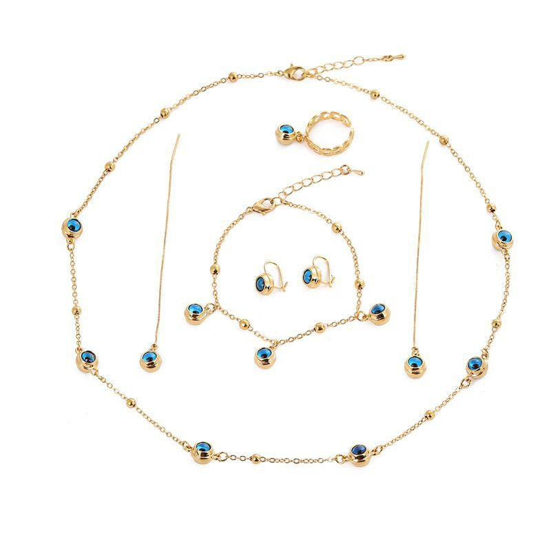 Blue Evil Eye Five Piece Jewelry Set