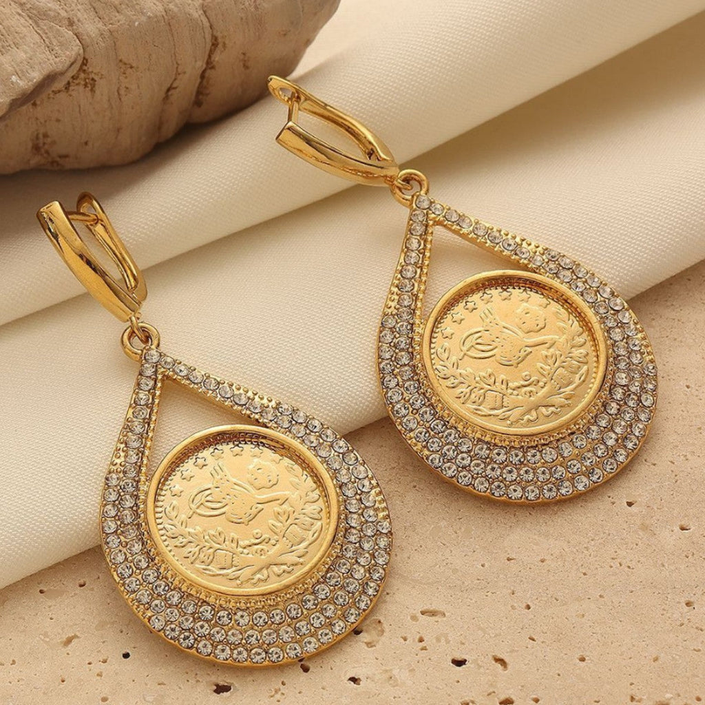 18K Gold Coin Stud Earrings