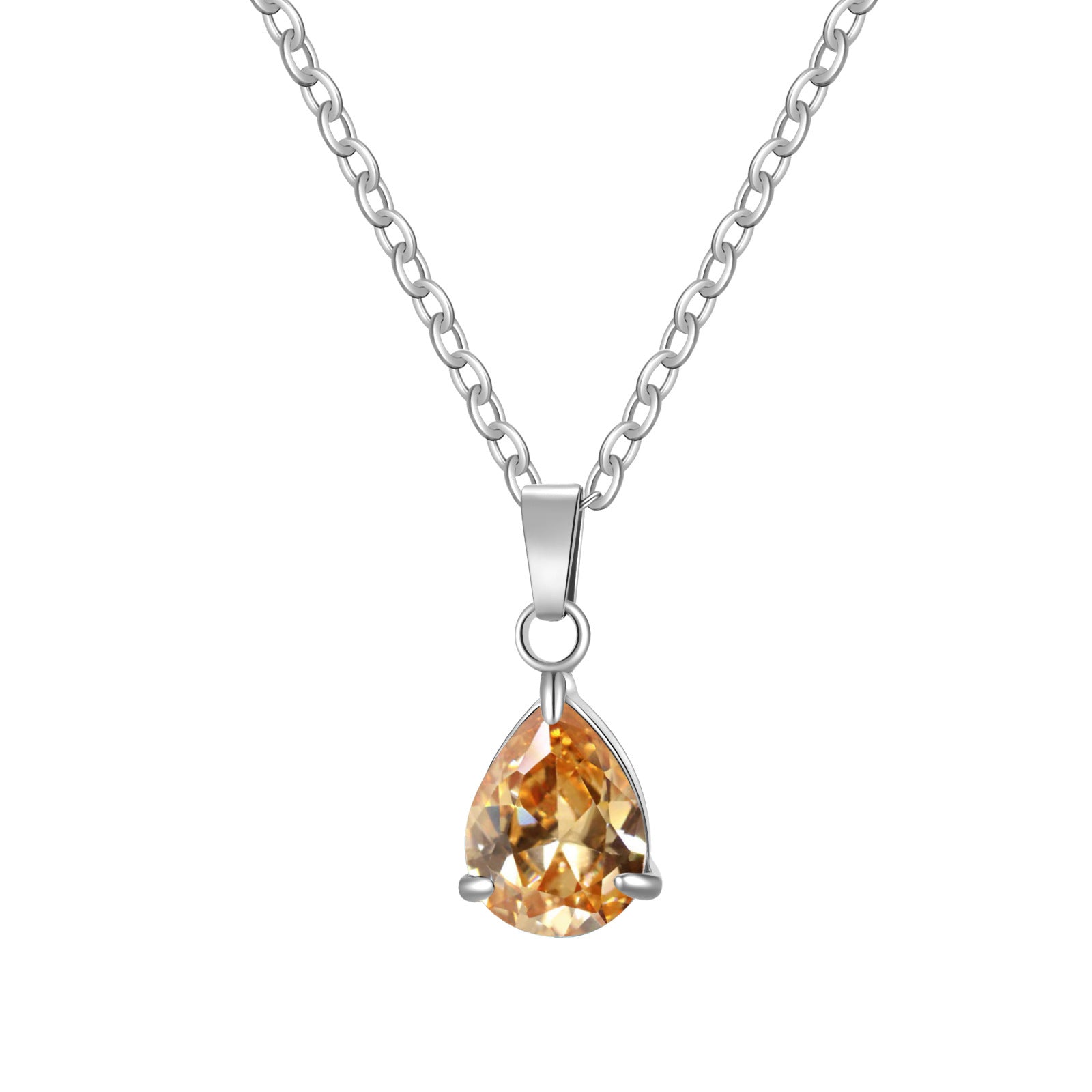 3A Water Drop Zircon Small Pendant Solitaire Pear-Shaped Zircon Womens Clavicle Chain