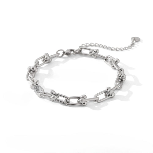 18k gold horseshoe chain bracelet and earrings