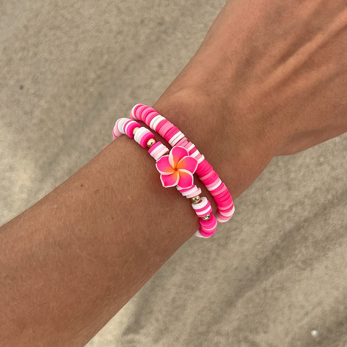 Bohemian Clay Flower Stretch Bracelet