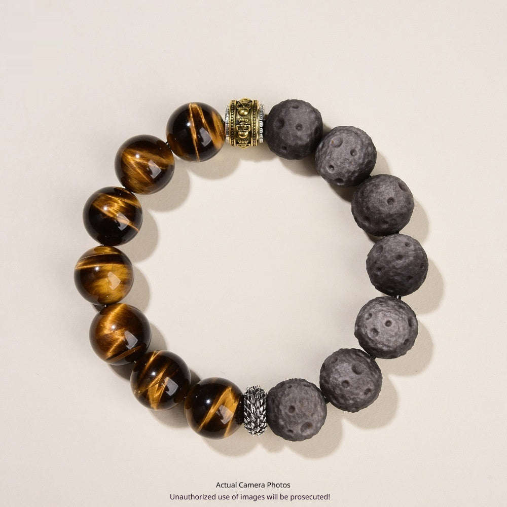Natural Tigers Eye And Obsidian Collectors Bracelet