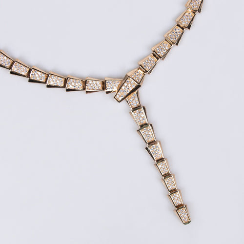 18K Gold Snake-Style Necklace and Earring Set