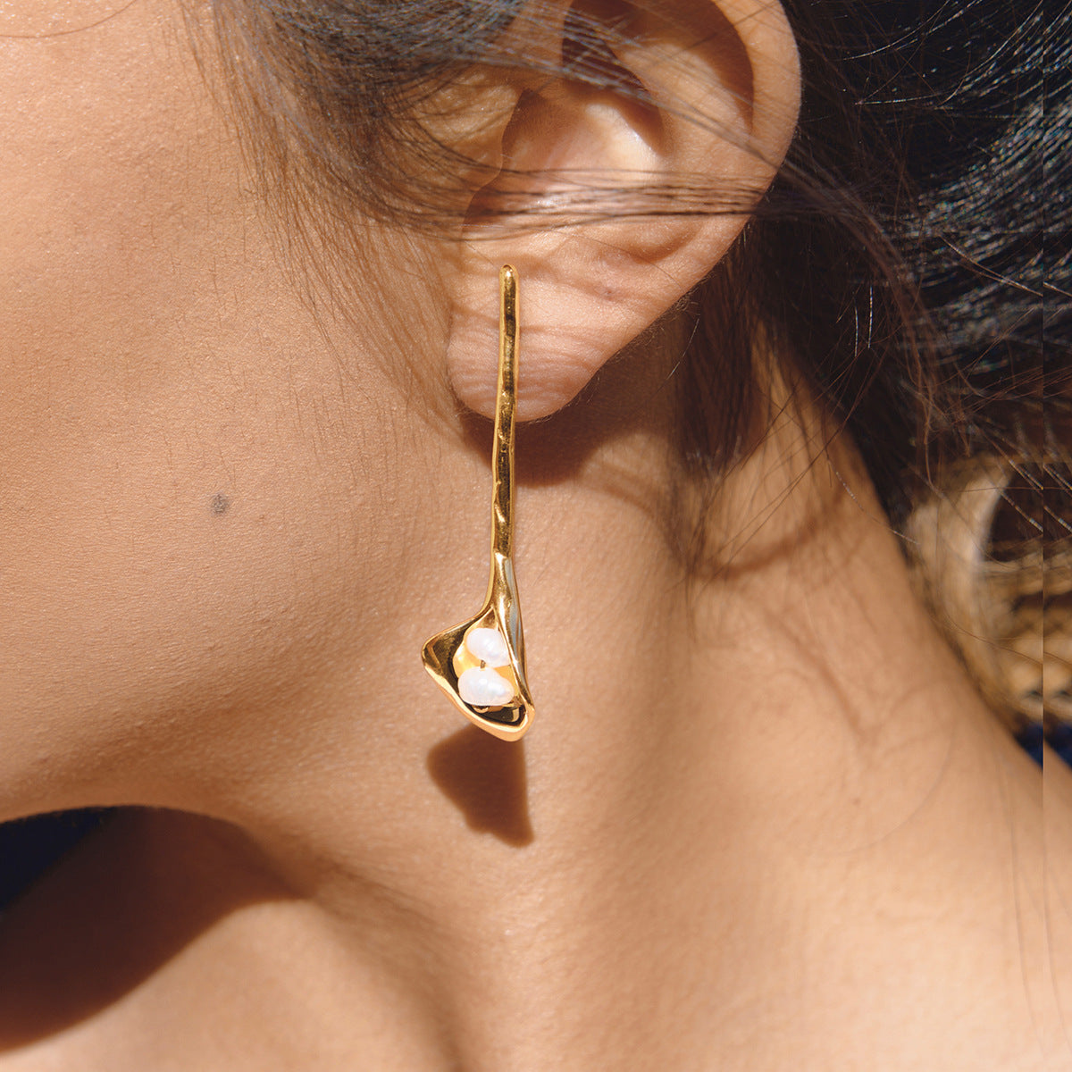 Pearl Calla Lily Drop Earrings