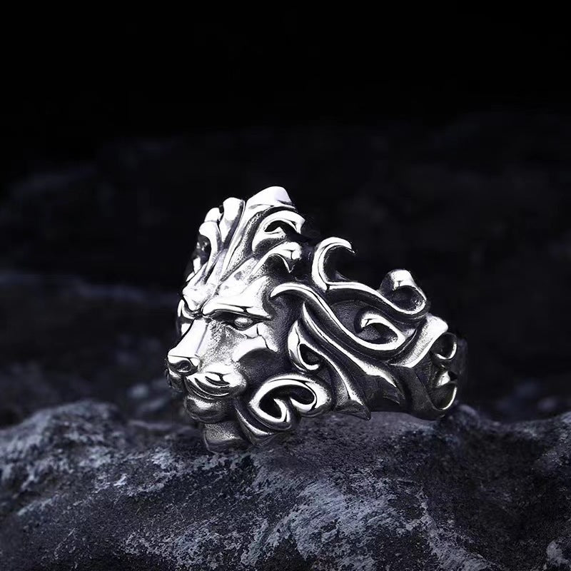 Majestic Lion Silver Jewelry Mens Silver-Plated Ring