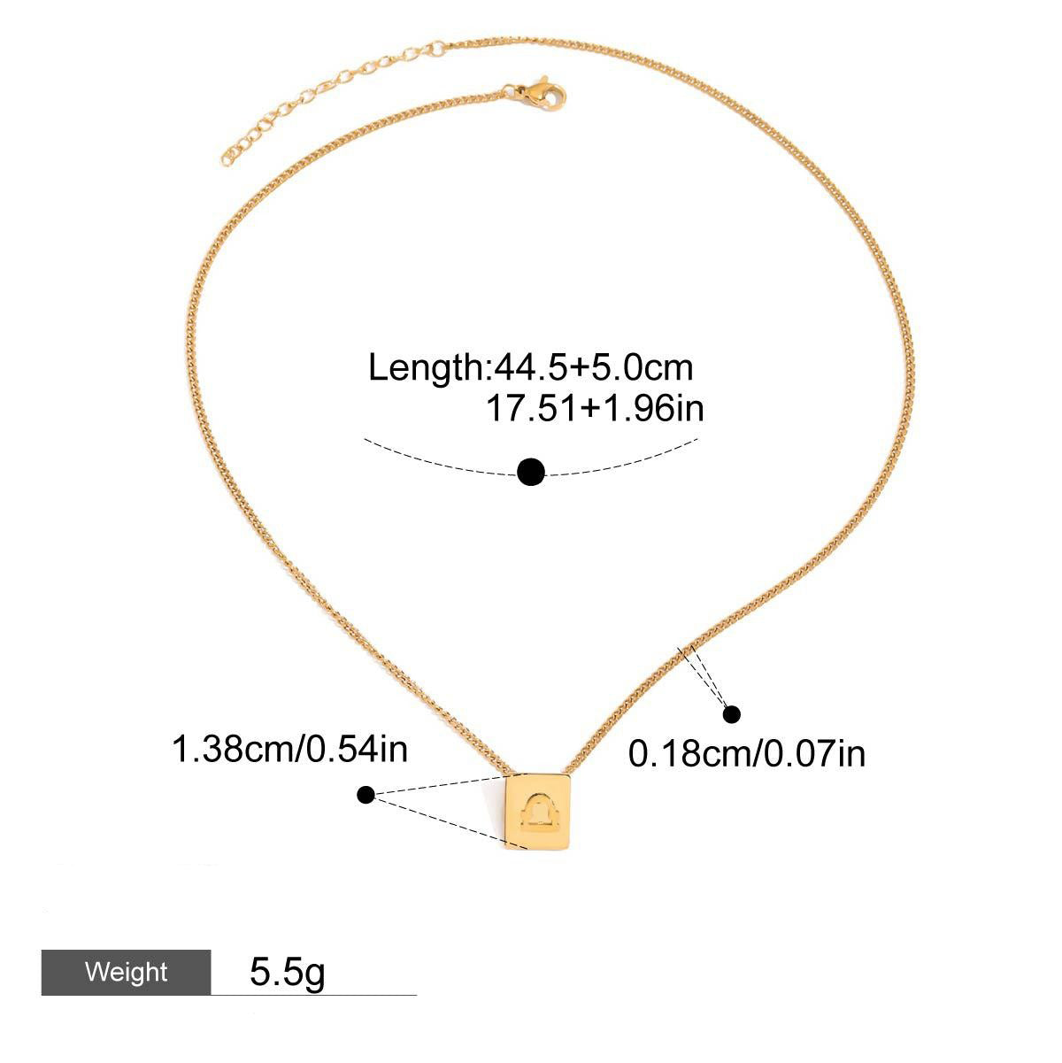 18K gold square necklace with twelve zodiac elements design, classic and fashionable