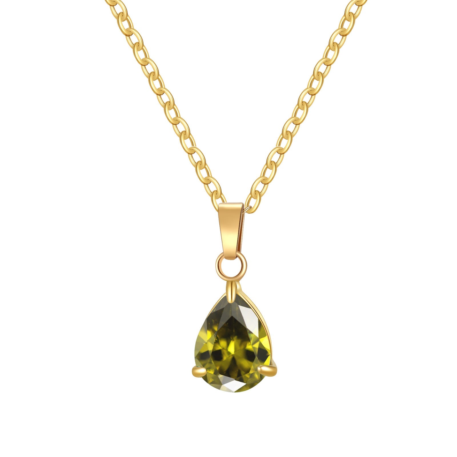 3A Water Drop Zircon Small Pendant Solitaire Pear-Shaped Zircon Womens Clavicle Chain