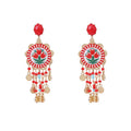 Womens Tulip-Print Tassel Casual Earrings