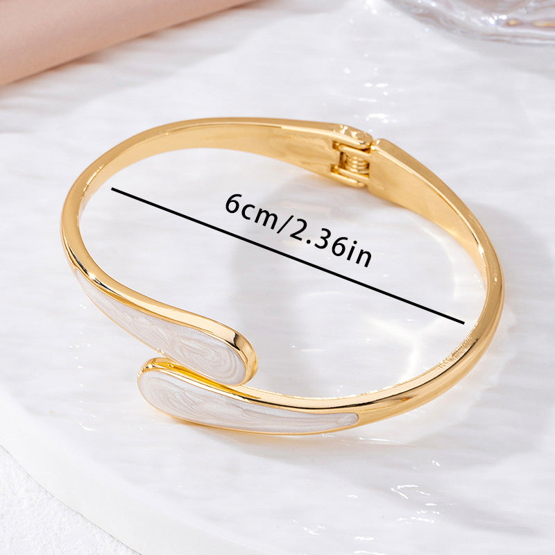 Metallic-Effect Alloy Open-End Bracelet For Women