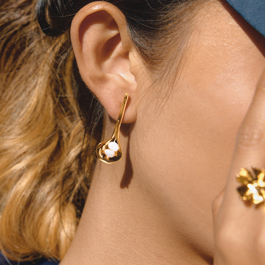 Pearl Calla Lily Drop Earrings