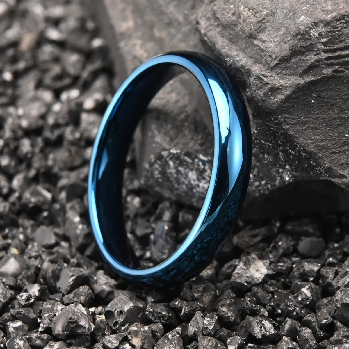 Blue-plated Curved Full-coat Tungsten Steel Ring