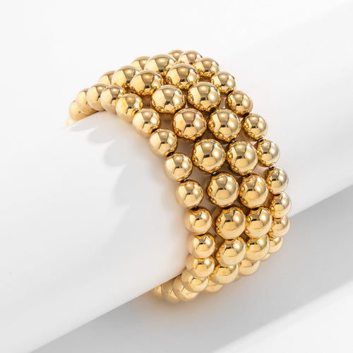 18k gold punk style exaggerated round bead chain bracelet