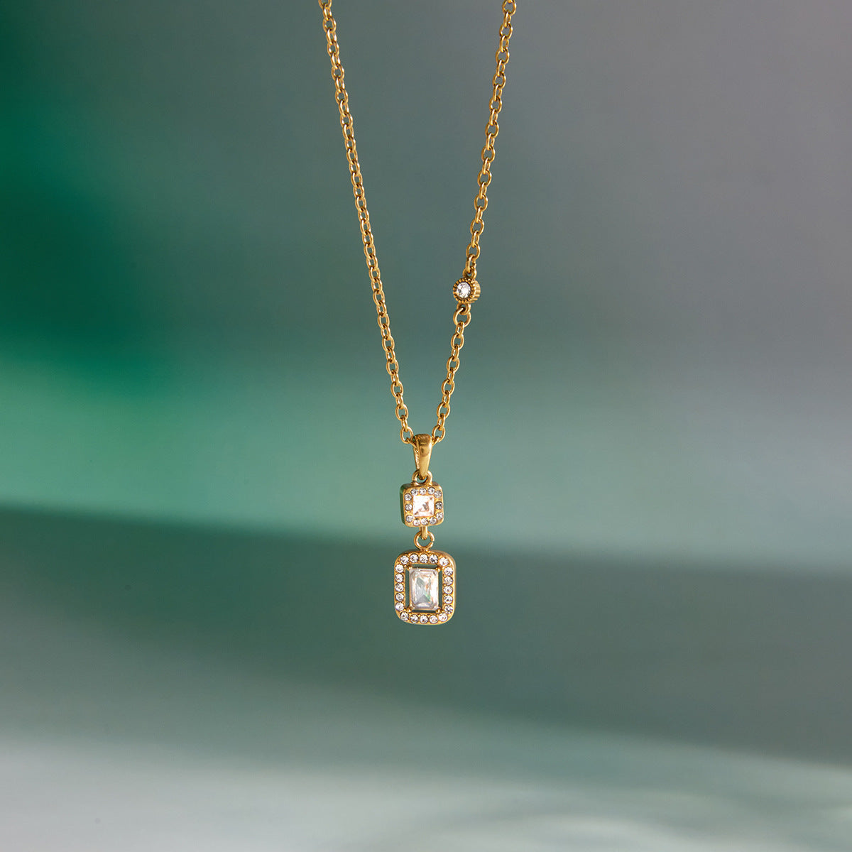 Square Zircon Pendant Necklace Collection