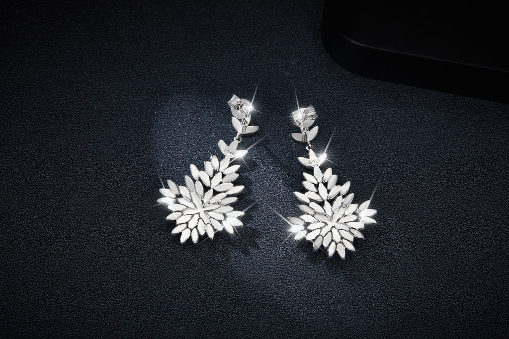 S925 Sterling Silver Platinum Plated Moissanite Long Dangle Earrings  Cluster Leaf Design With GRA Certificate Luxury Jewelry Gift Box Set For Women